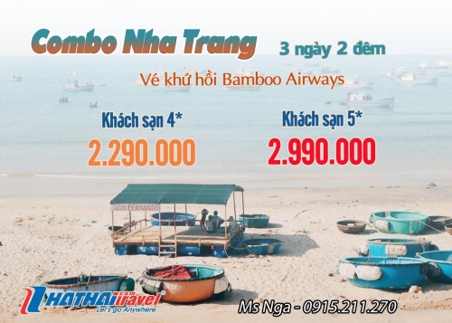 Combo Nha Trang + vé khứ hồi Bamboo Airways 3N2Đ