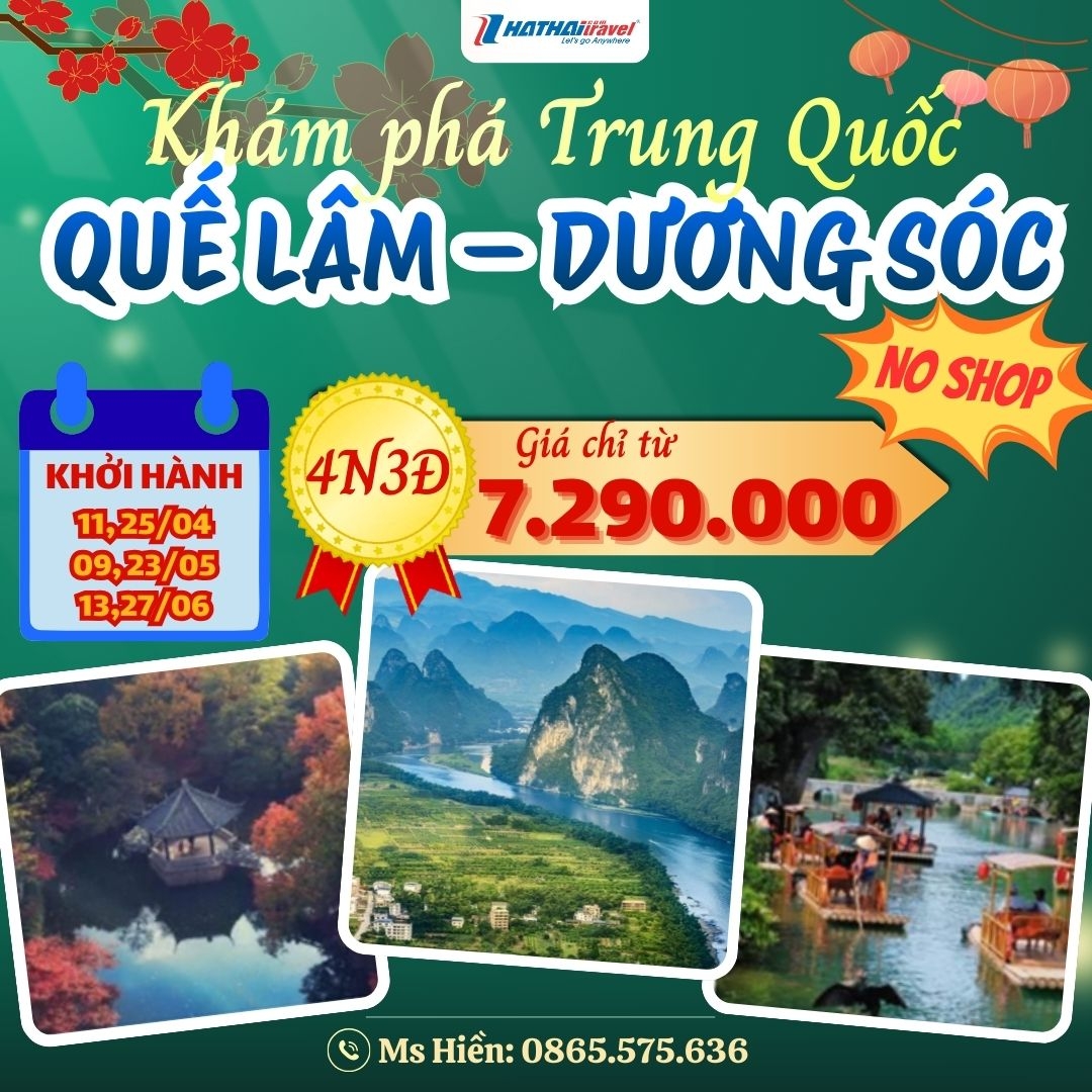 HÀ NỘI – QUẾ LÂM – DƯƠNG SÓC NO SHOPPING- NO VISA
